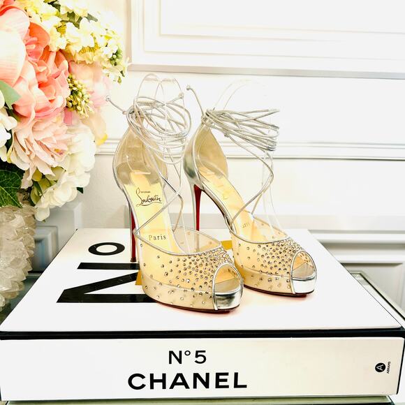 Christian Louboutin MAIA LABELLA ALTA 120 Rete/Glitter Stiletto Pump 36IT - Picture 3 of 14